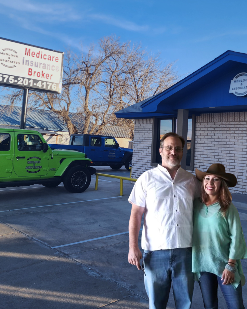 Medicare agents in front of Medlock and Associates office in New Mexico helping with Medicare Advantage plans
